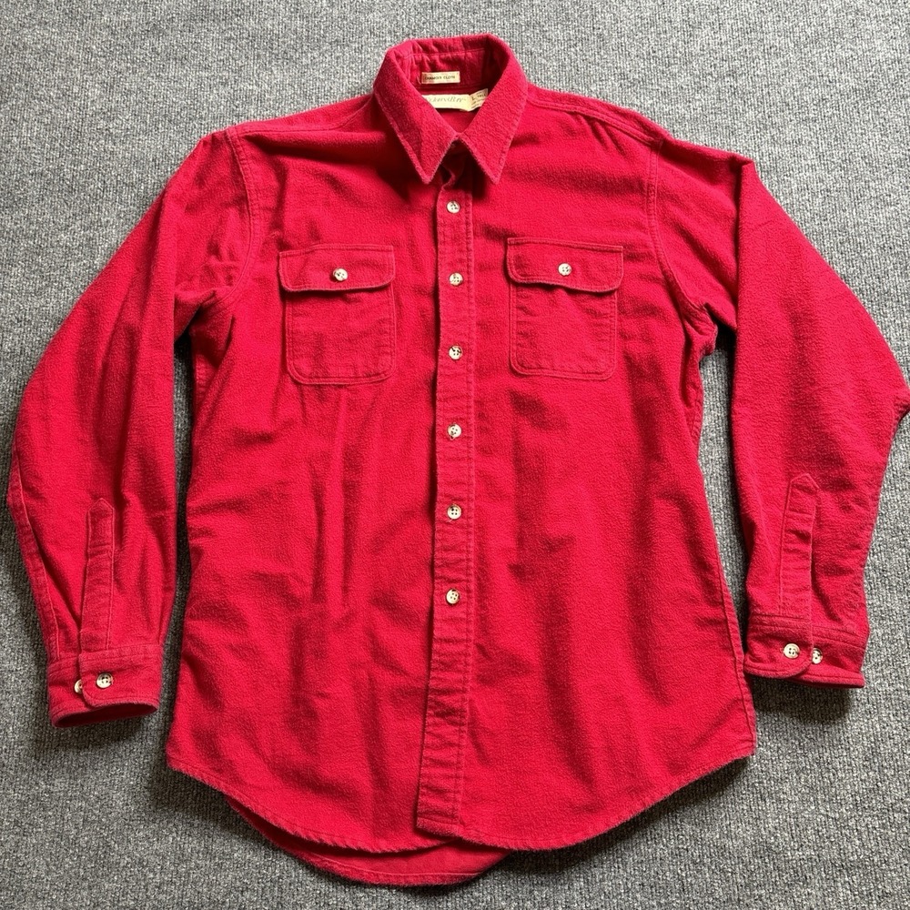 St. John's Bay Chamois Cloth Shirt Men's Large Tall‎ Burgundy Red Made In USA